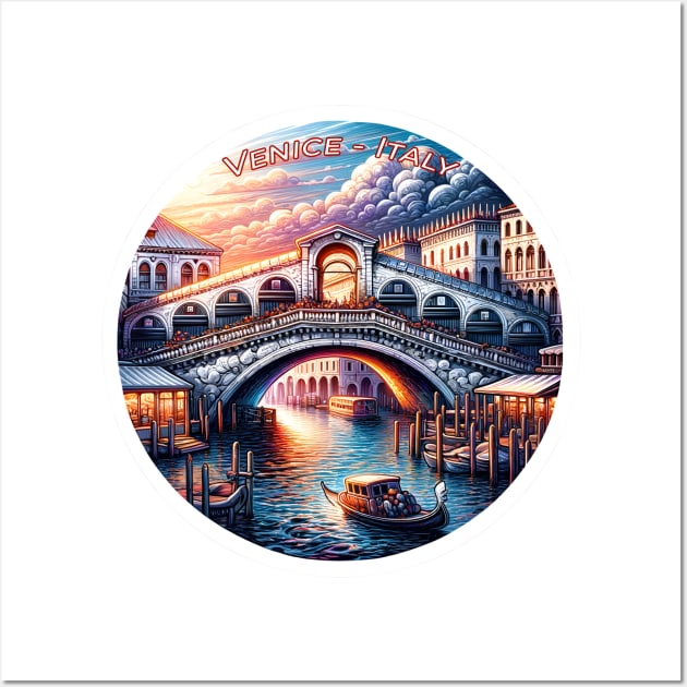 Retro Vintage Travel Enchanted Venice Italy Sunset Wall Art by POD24